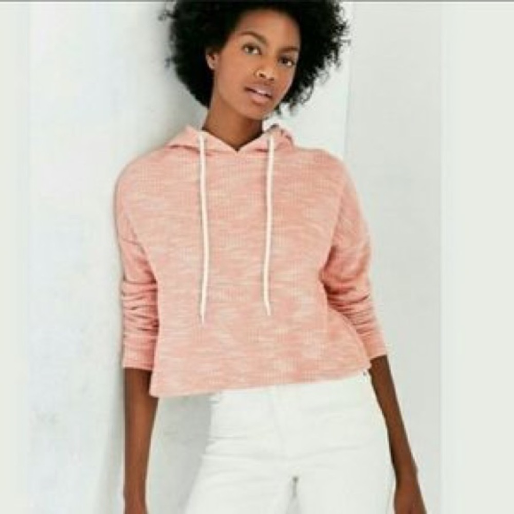 BDG Pink & White Cropped Hoodie Size XS - Picture 2 of 8